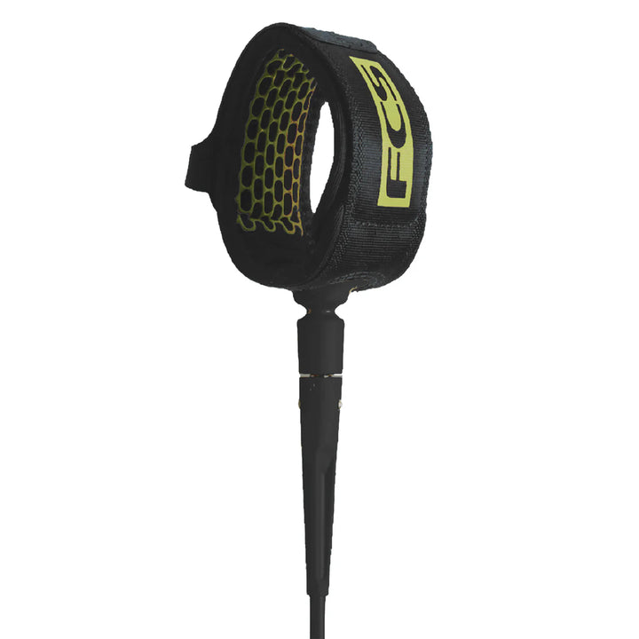 Black leash with lime logo on a white background
