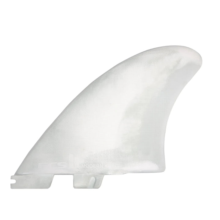 White surfboard fin on a white background