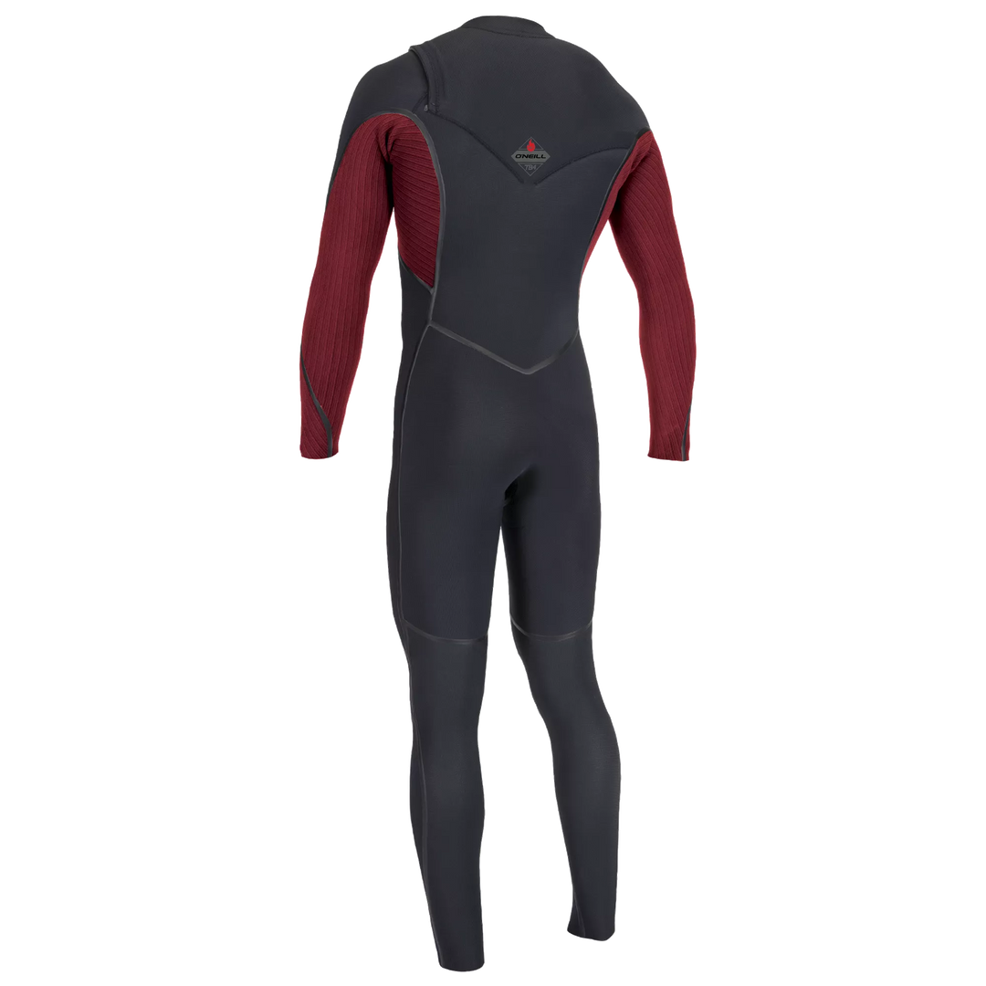 Black and red wetsuit on a white background