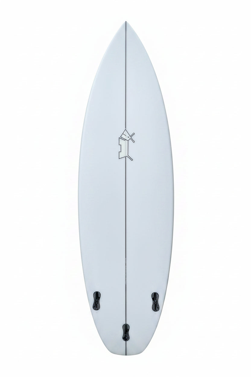White surfboard on a white background