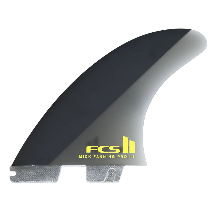 Surfboard fin with FCS II branding on a white background