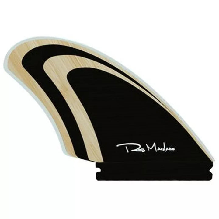 Bamboo and black surfboard fin with &