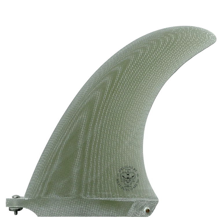 Green surf fin with a brand logo on a white background