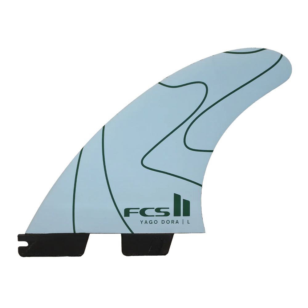Surfboard fin with FCS logo on a white background