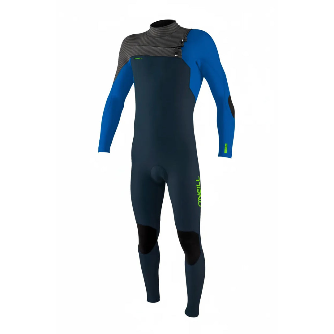 Blue and black wetsuit with 'O'Neill' branding on a white background
